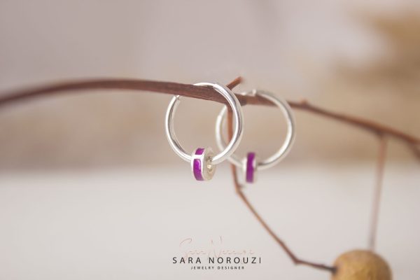 گوشواره حلقه ای نقره و مینا