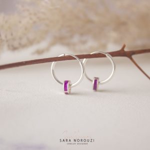 گوشواره حلقه ای نقره و مینا